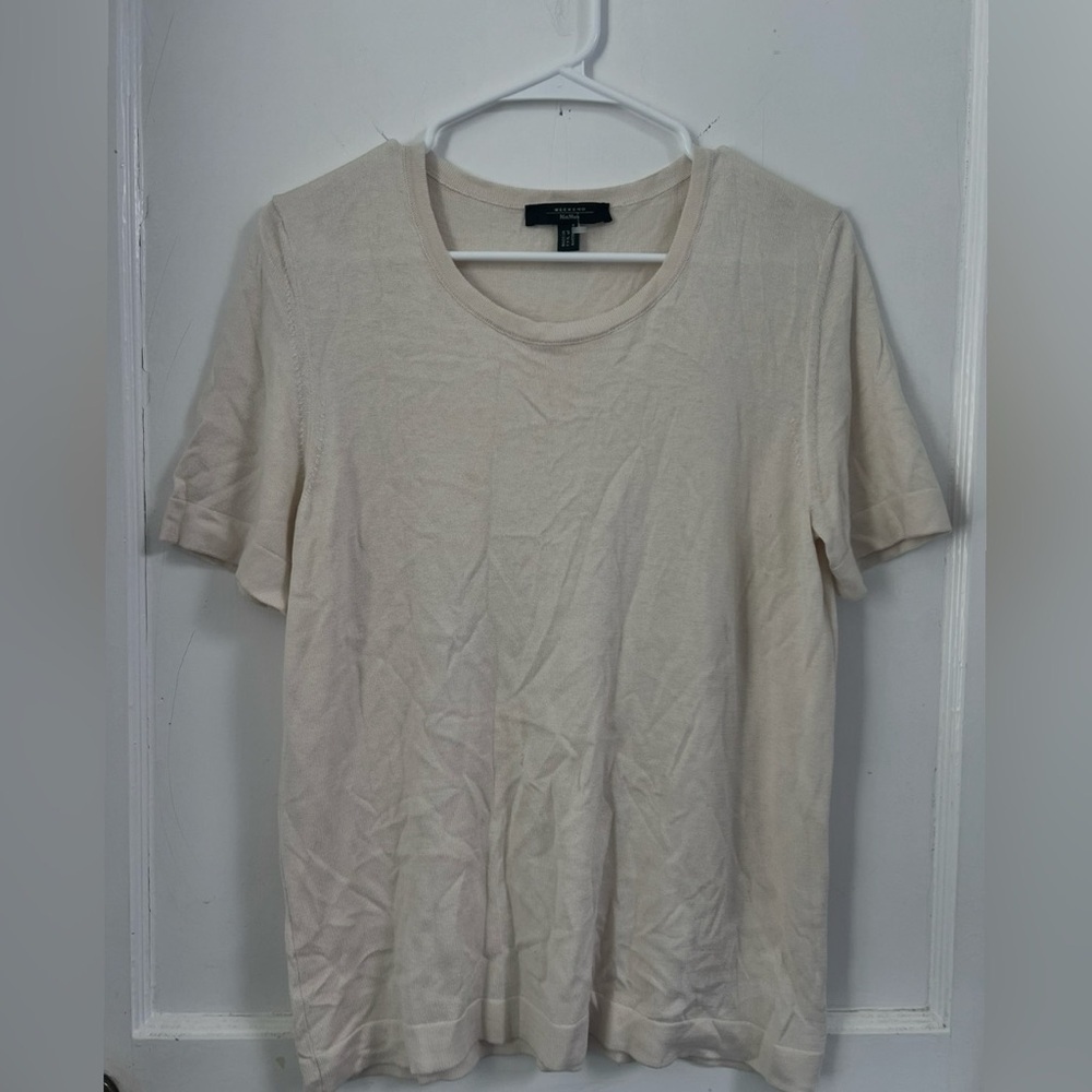 Max Mara Cream Short Sleeve Cream Blouse Size M $480